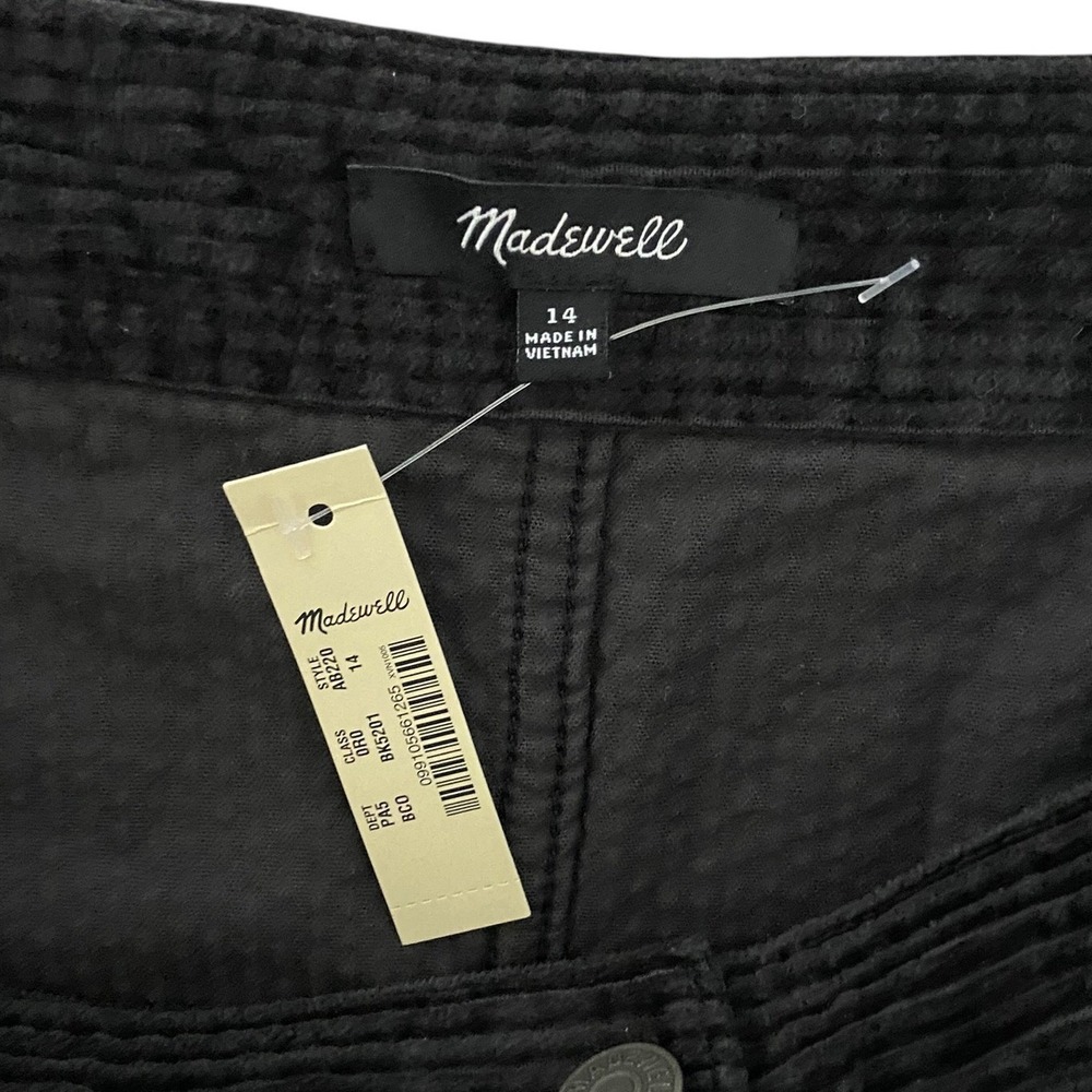 Madewell NEW Black Corduroy Button Front Mini Skirt Dark Academia Retro Size 14 - Picture 4 of 8
